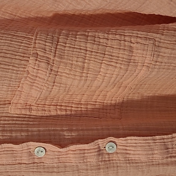 American Eagle Cotton Gauzy Peach Button-up Long Sleeve Oversized Shirt Wmns M - Picture 4 of 13